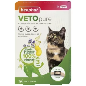 BEAPHAR Collier répulsif antiparasitaire réfléchissant  pour chat  VETOpure - Outlet