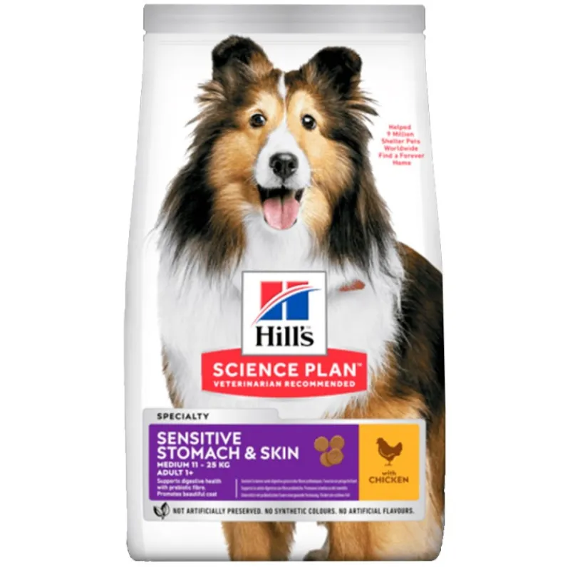 croquettes_hills_medium_s_0.webp HILL'S Croquettes Medium Sensitive Stomach & Skin Poulet 12 kg New