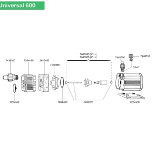 EHEIM Turbine + axe (7645990) Universal 600 New
